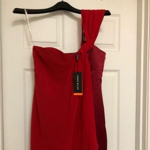 Karen Millen One Shoulder Midi chiffon/satin dress